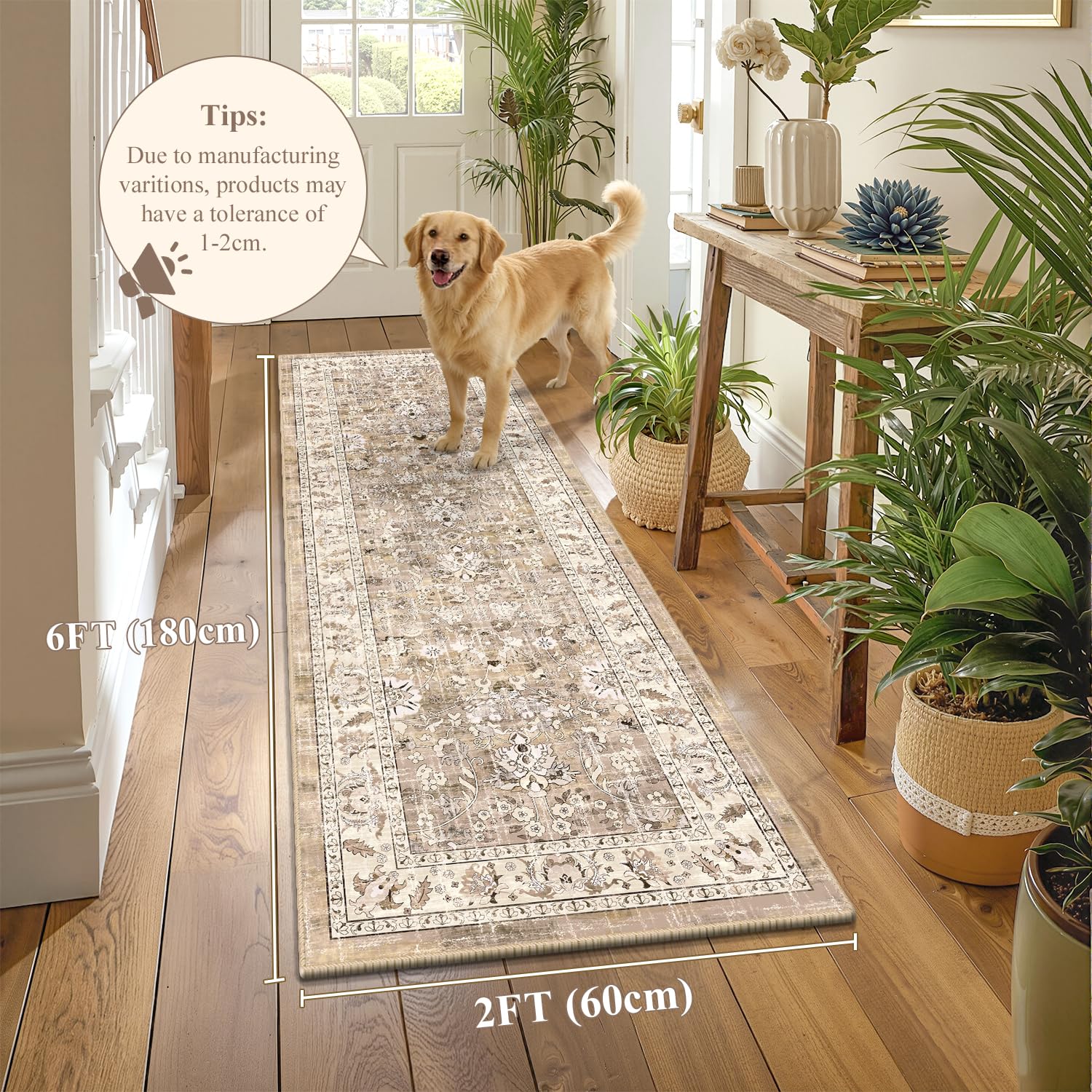 LOKHOM rug with textured TPR backing for non-slip grip