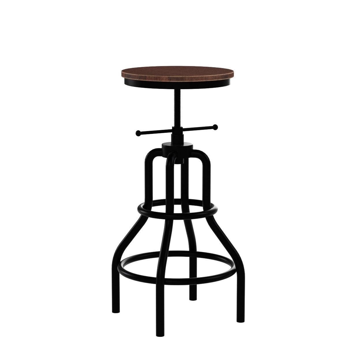 LOKKHAN wooden-seat bar stool highlighting pre-drilled assembly for easy setup