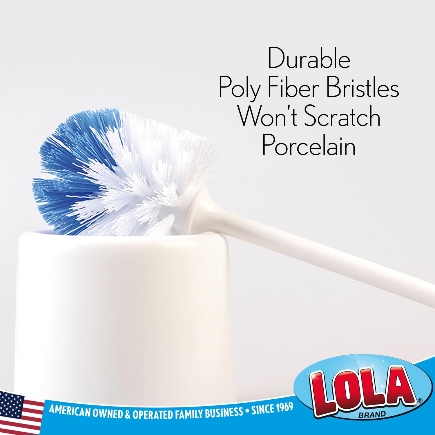 LOLA Classic Toilet Brush hanging hole enables simple storage.