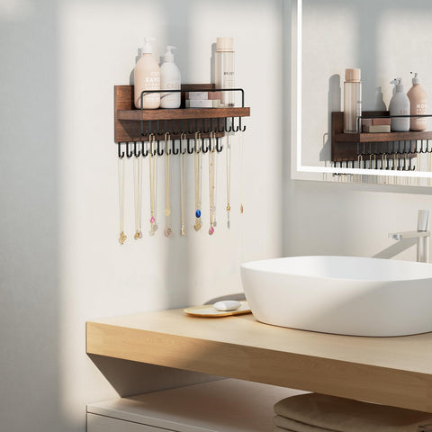 Lolalet wall display keeps necklaces and bracelets visible for quick access.