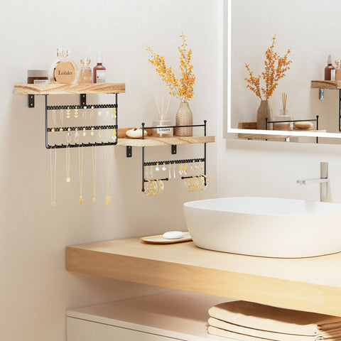 Lolalet wall mounted jewelry rack with bracelet holders for easy access.