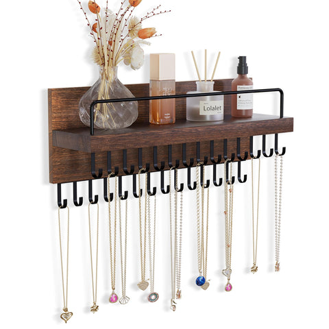 Lolalet necklace holder with 28 hooks mounted on wall for organized display.
