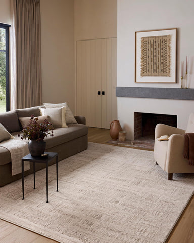 Loloi Monty rug close-up texture showing high-low pile for versatile living spaces