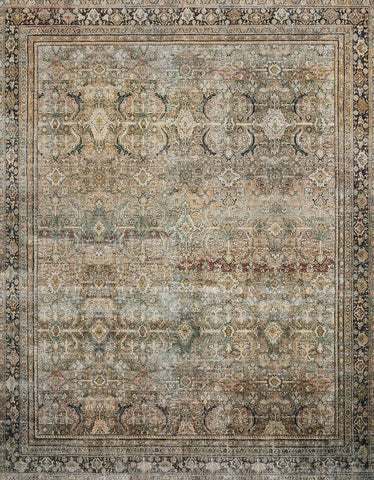 Loloi Layla olive charcoal rug durability closeup emphasizes long-lasting color
