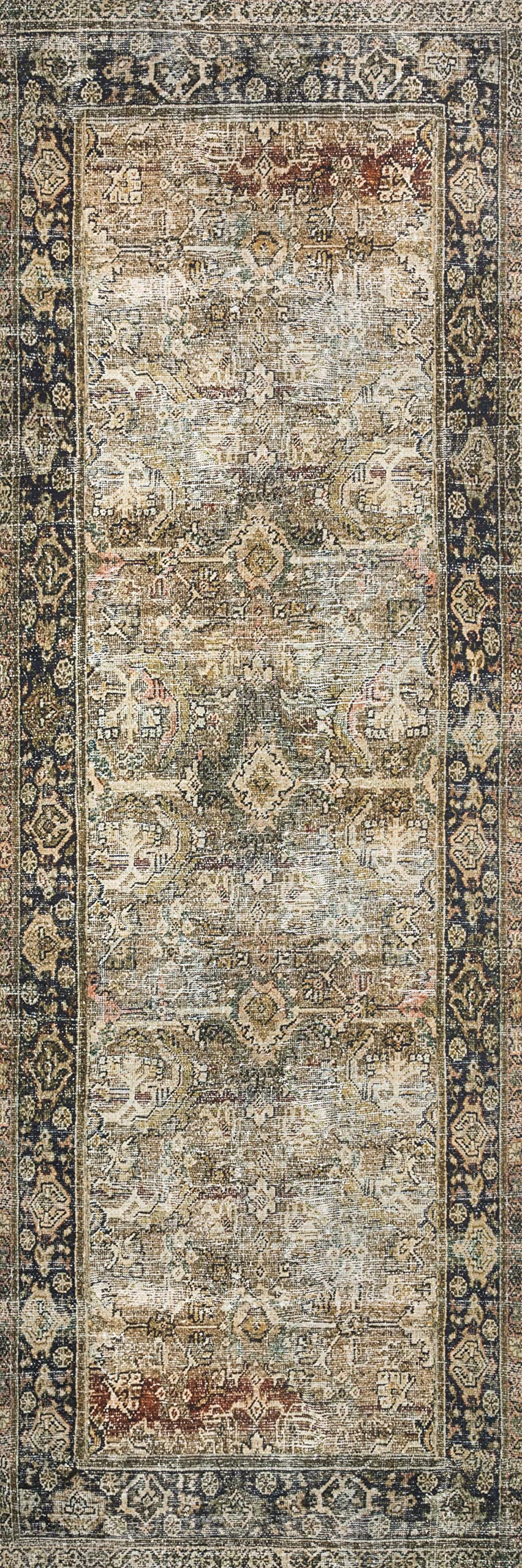 Loloi Layla olive charcoal rug edge closeup highlights tight weave
