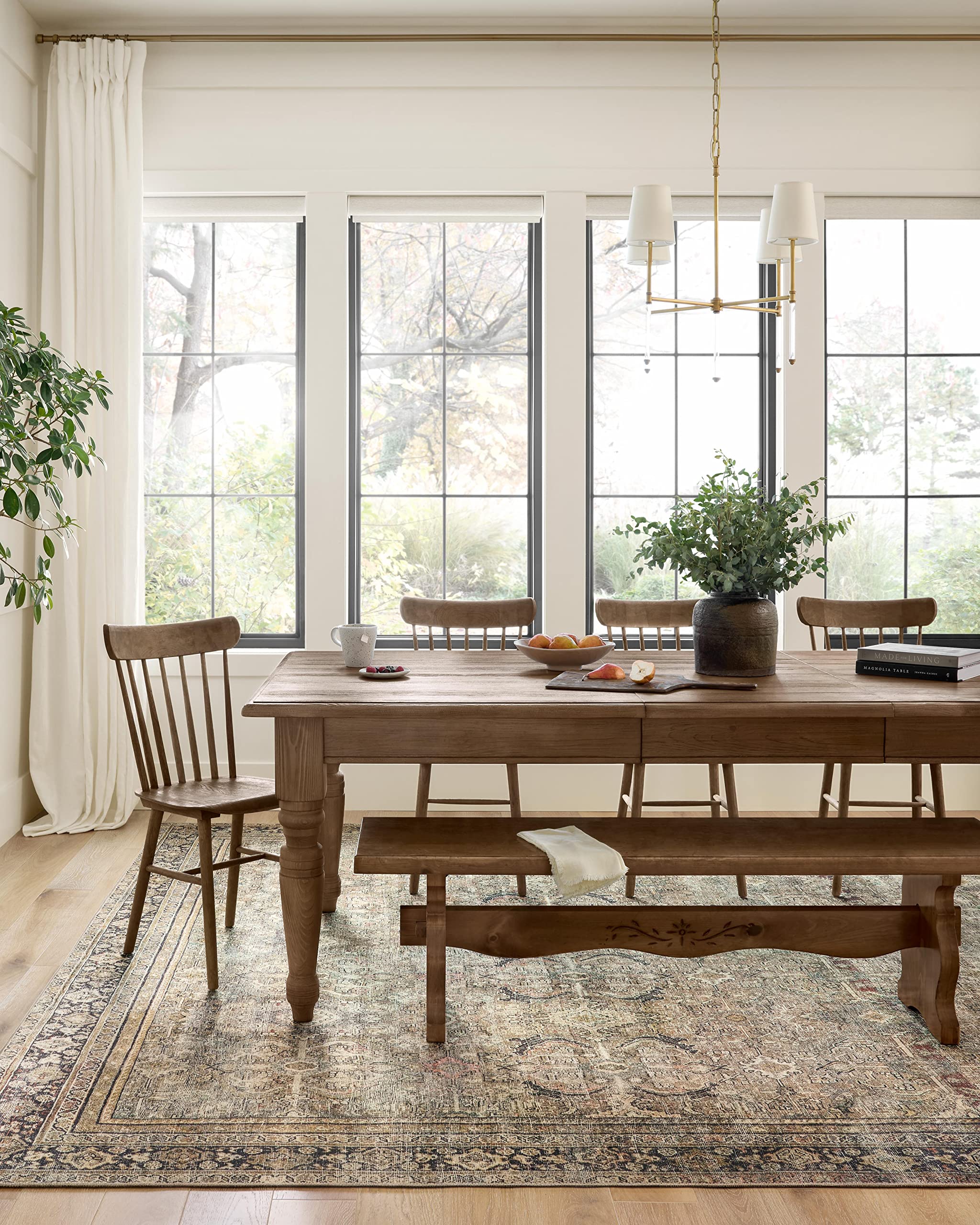 Loloi Layla olive charcoal rug pattern detail reveals distressed, timeless charm