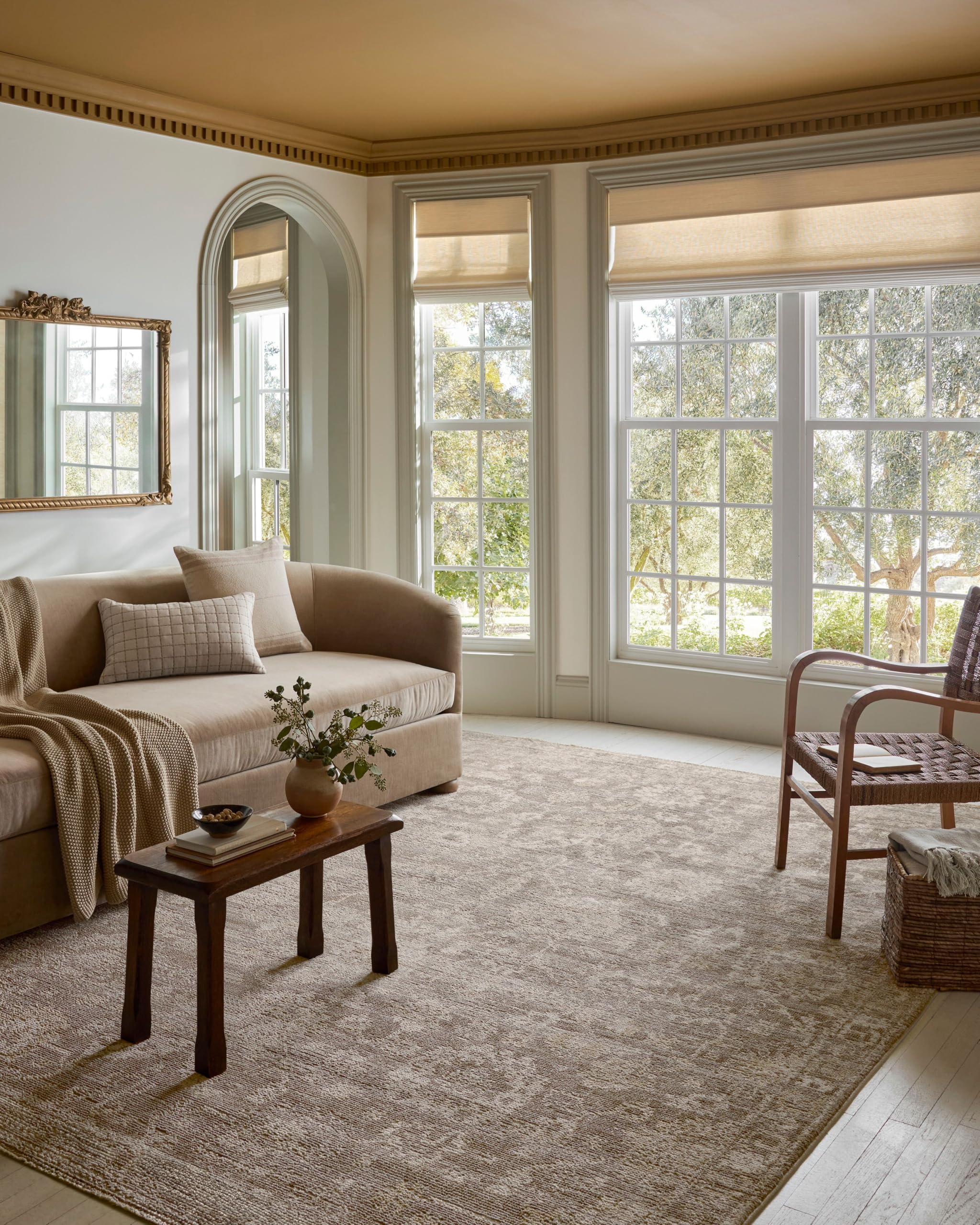 Loloi Magnolia Pace PAC-03 taupe-wheat area rug adds warm, neutral texture to living rooms.