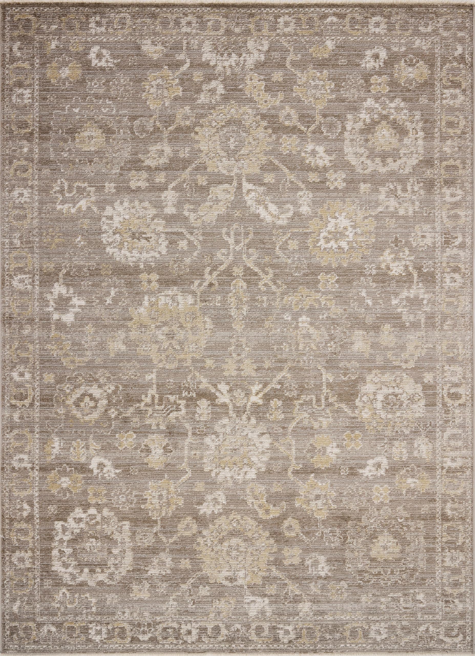 Loloi Magnolia Pace PAC-03 taupe-wheat rug in living room setup demonstrates versatile traditional style.