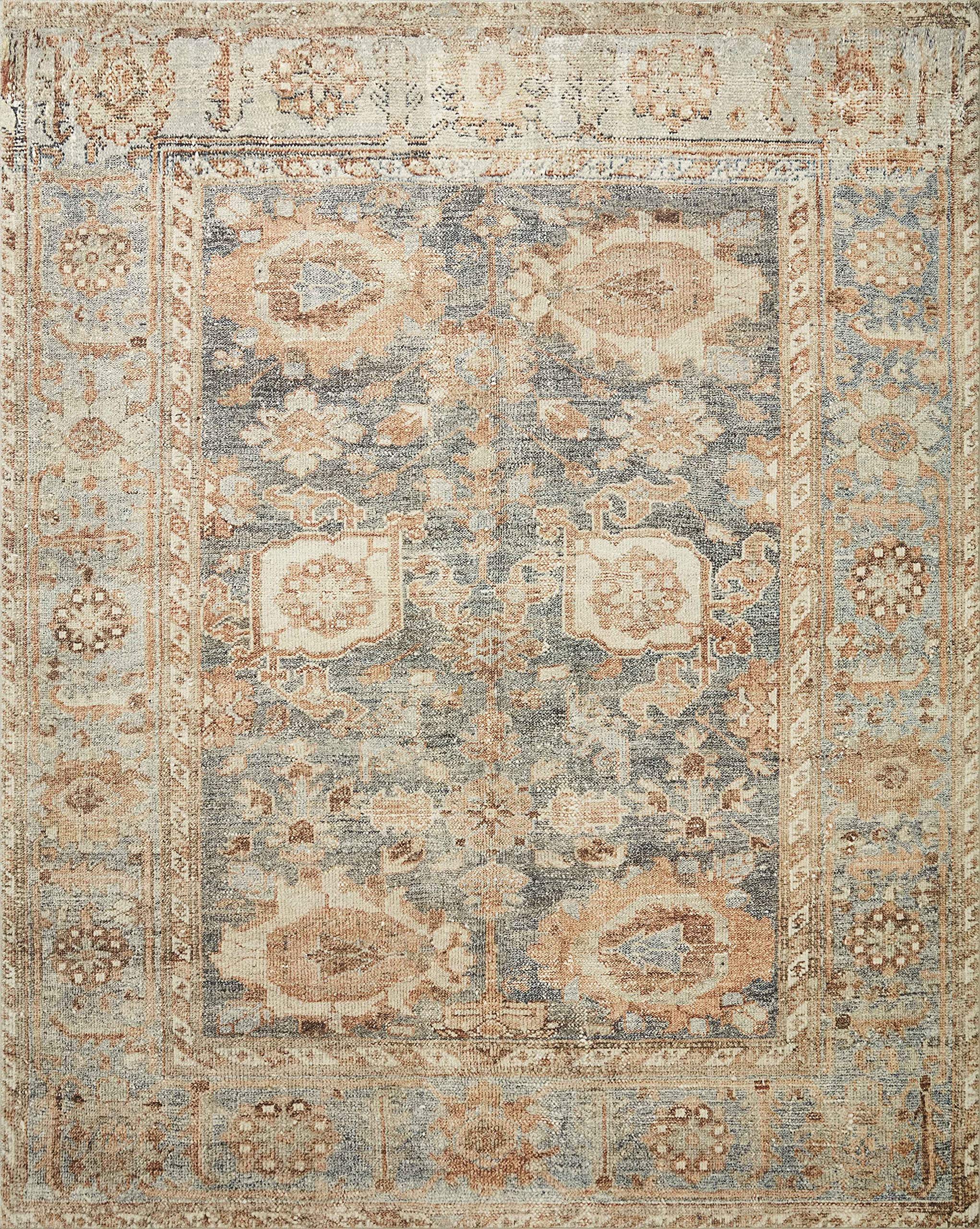Loloi Margot MAT-03 Ocean/Spice closeup highlights dense pile and soft underfoot feel
