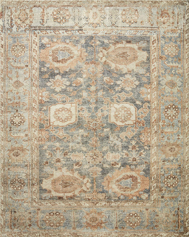 Loloi Margot MAT-03 Ocean/Spice closeup highlights dense pile and soft underfoot feel