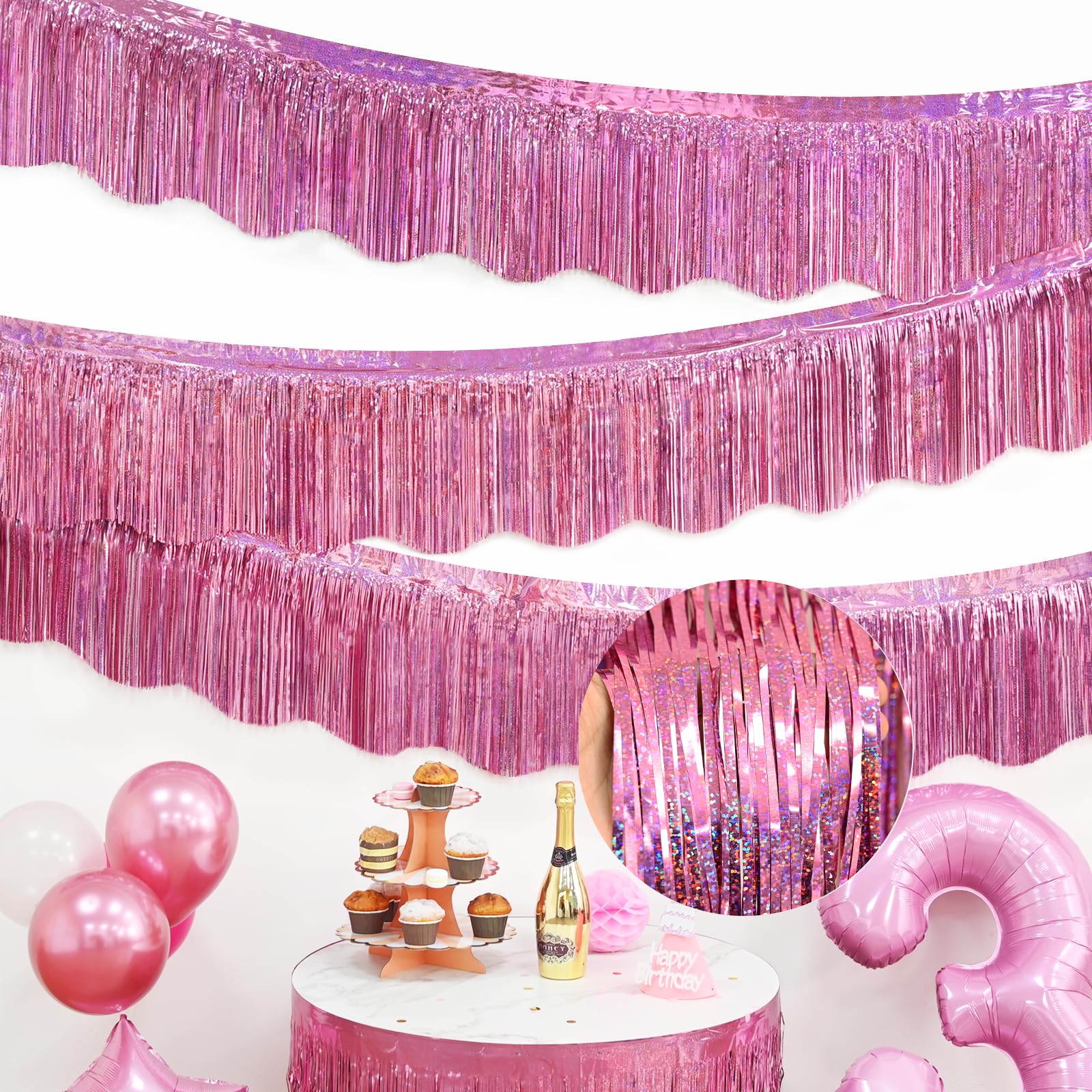 LOLStar 59ft metallic tinsel garland adds shimmer to venues.