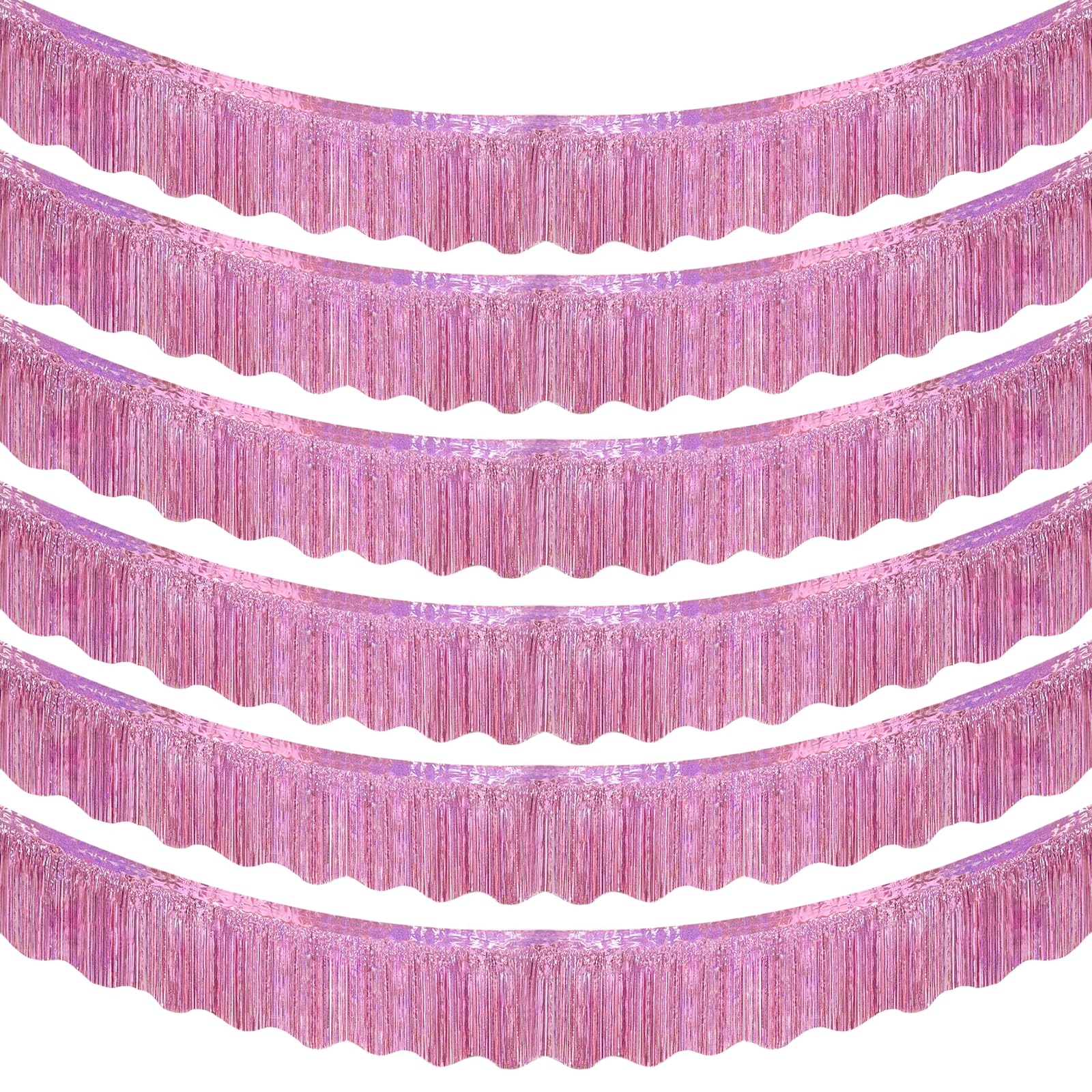 LOLStar pink foil fringe banner creates a festive photo backdrop.