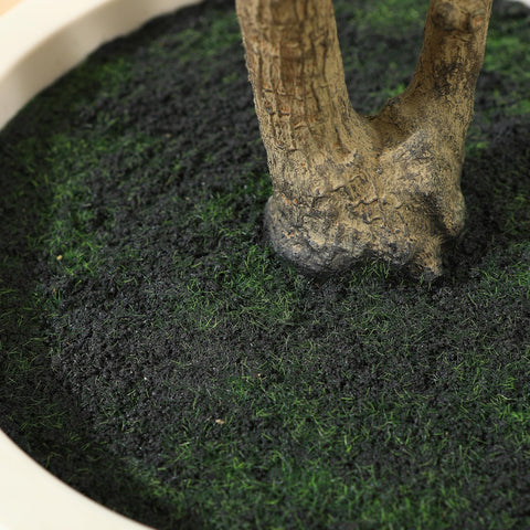LOMANTO office desk setup featuring a 5 ft artificial olive tree