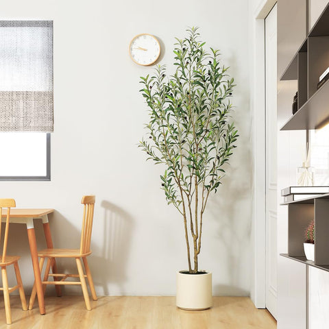 LOMANTO artificial olive tree features detailed branches for realistic appeal.