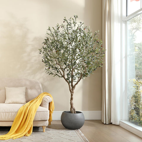 LOMANTO 7ft artificial olive tree for elegant indoor decor