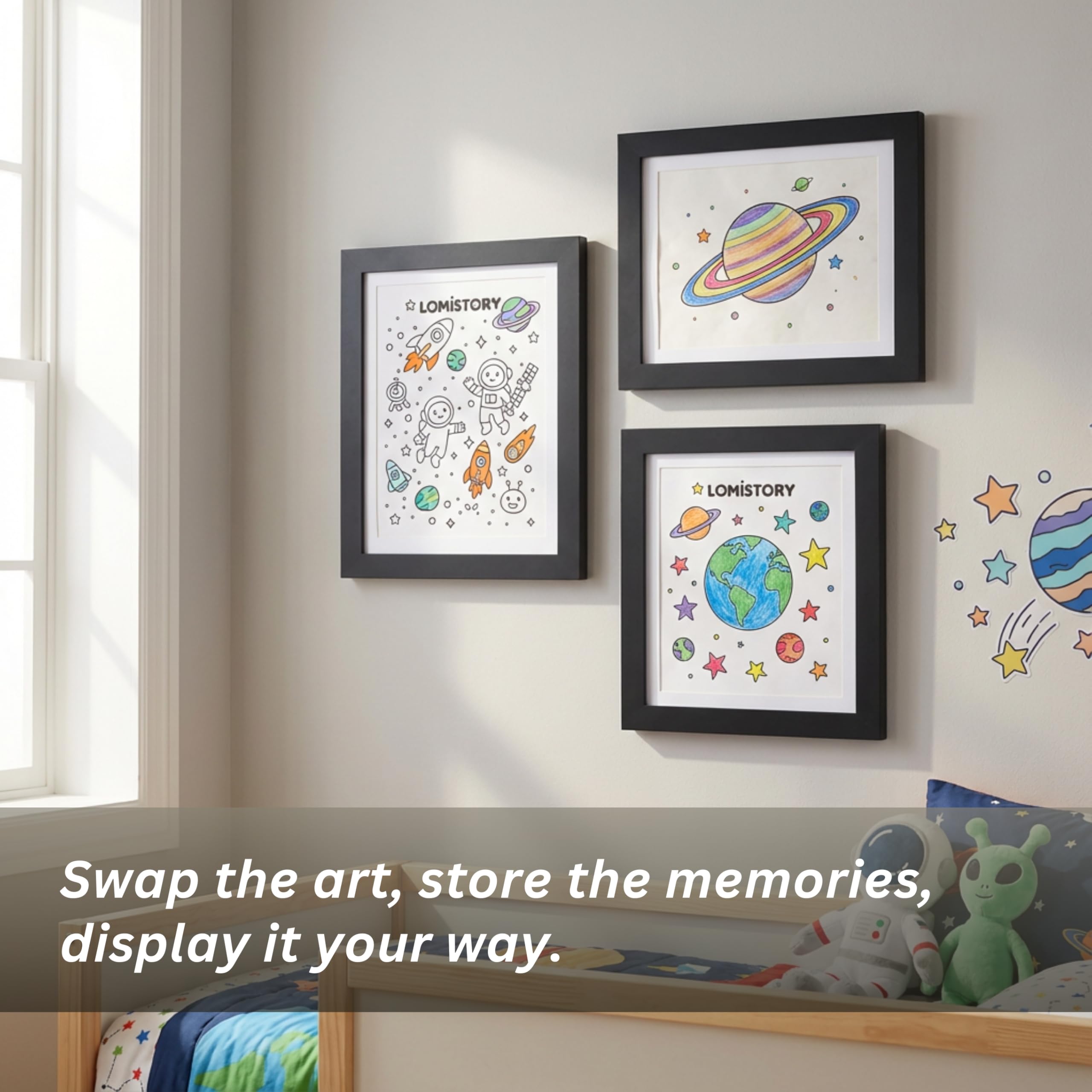 LOMISTORY elastic straps flatten artwork for a clean, flat presentation