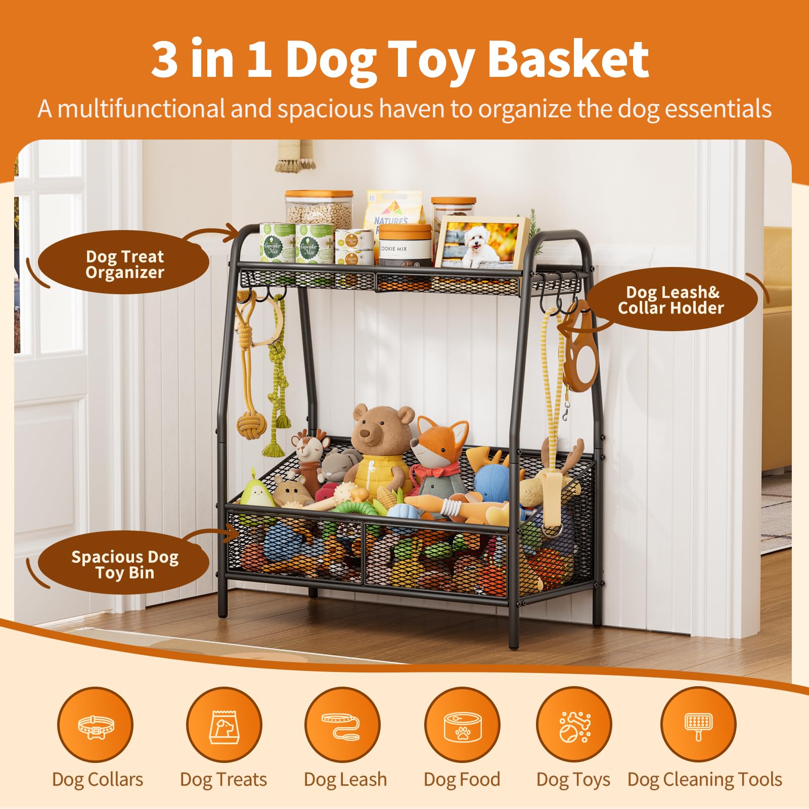 Lomivra easy-assembly full metal toy basket with tools included
