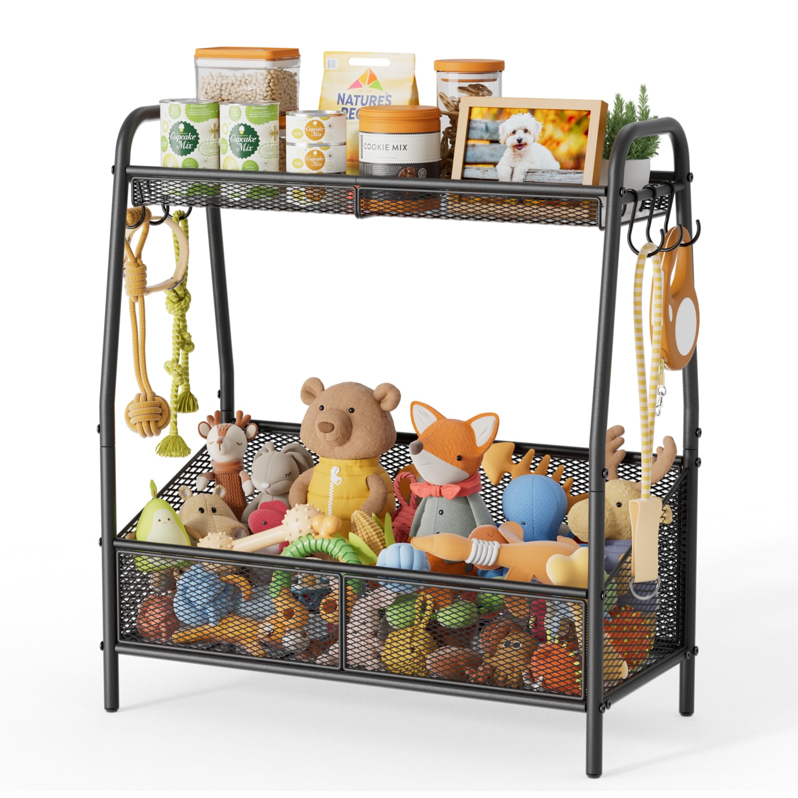Lomivra full metal dog toy basket front view showing durable storage for toys