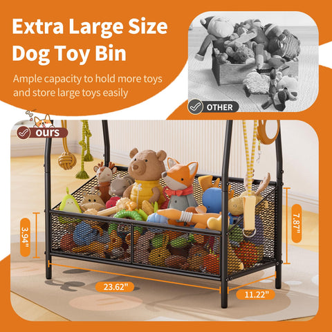 Lomivra full metal dog toy basket top shelf side view offering extra space