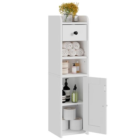 Lomojo Small Bathroom Storage Cabinet front view shows compact, space-saving design.