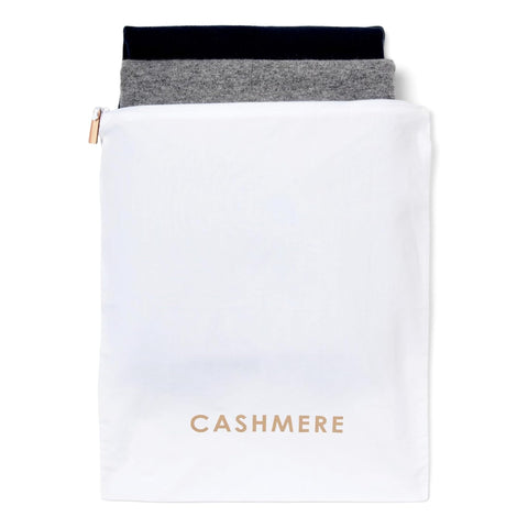 Lona Scott cashmere sweater storage bags protect garments with breathable cotton.