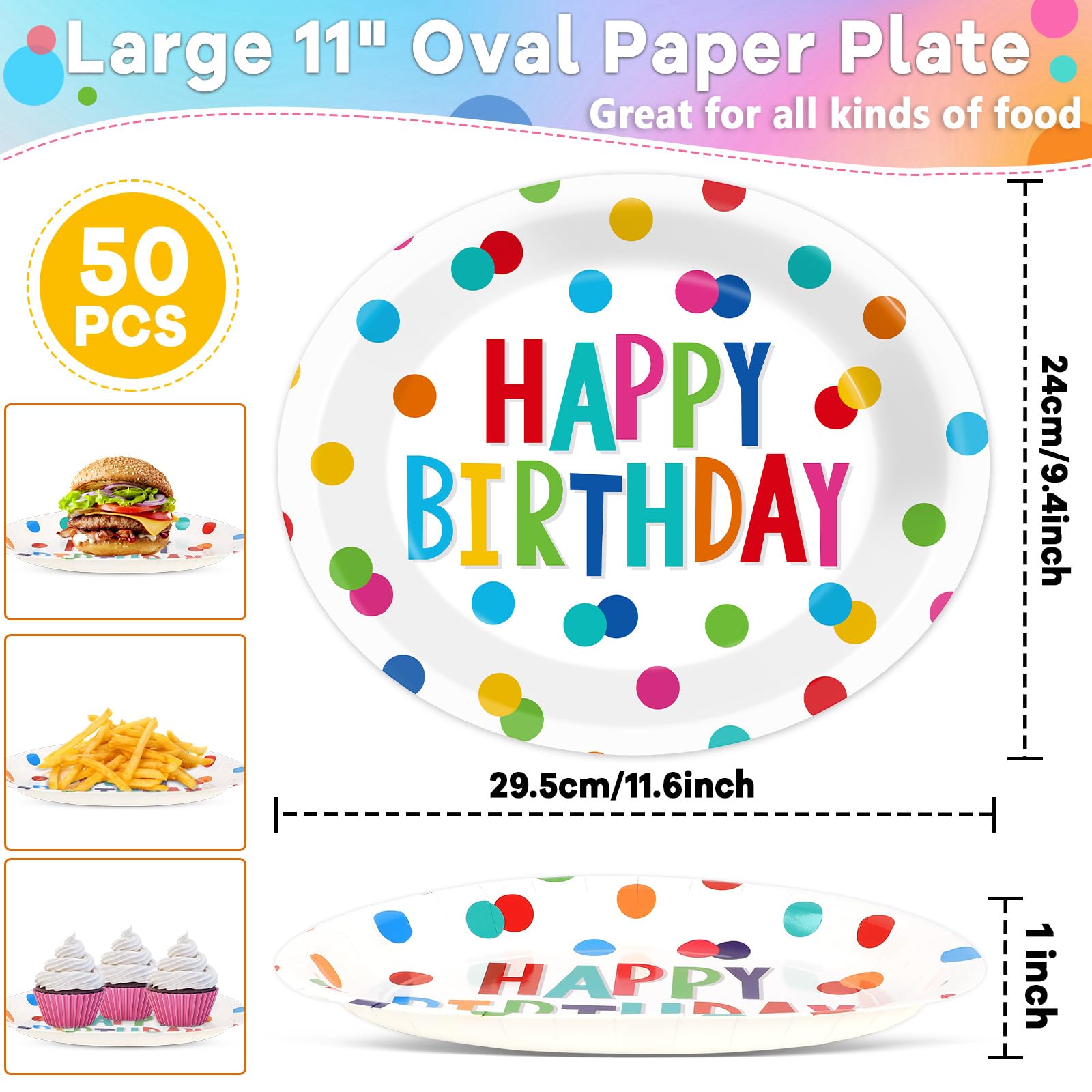 Lonfliness plates with colorful dots design brighten the party tablescape.