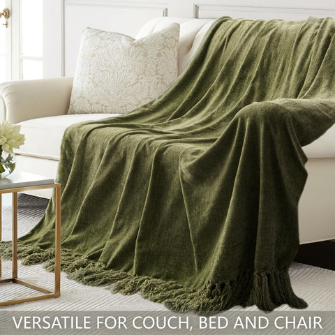 LONG CREATE chenille blanket with plush texture for cozy lounging