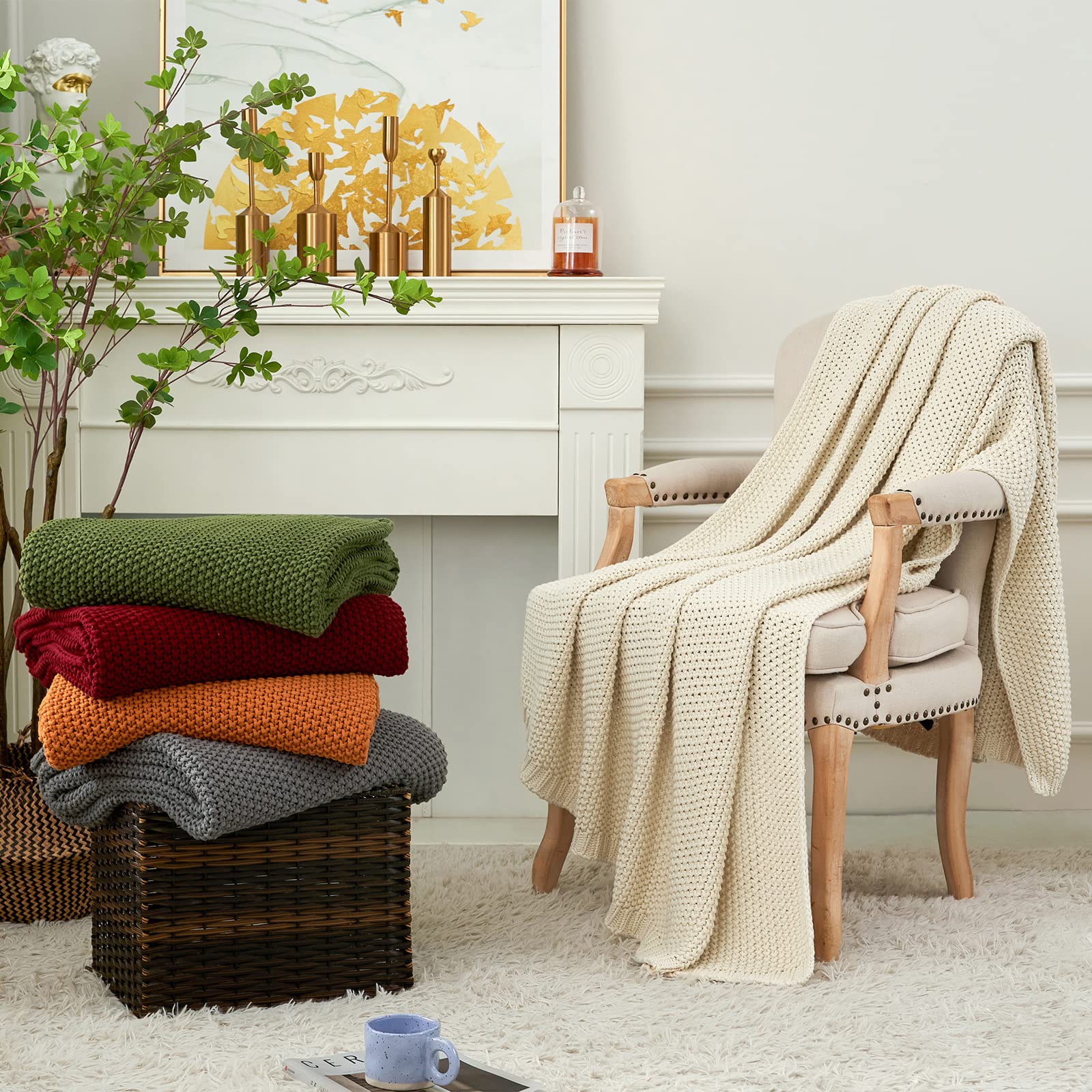 Longhui Bedding chunky-knit throw in nursery for cuddly playtime comfort.