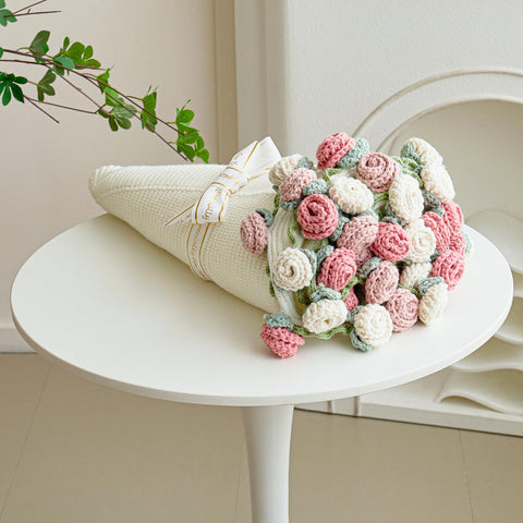 Longhui Bedding crochet flower bouquet rose detail with soft texture for cozy decor