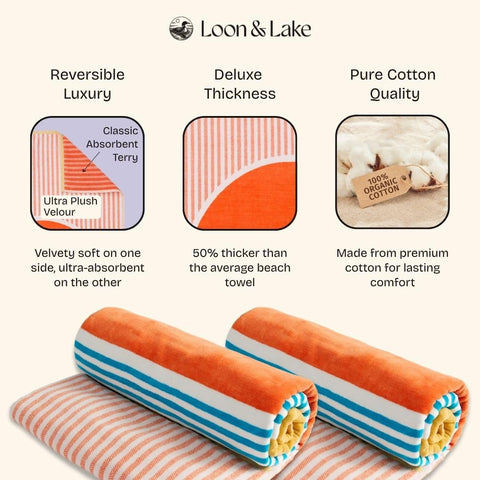 Loon & Lake Rays Collection towel in warm sand tones, perfect for picnics