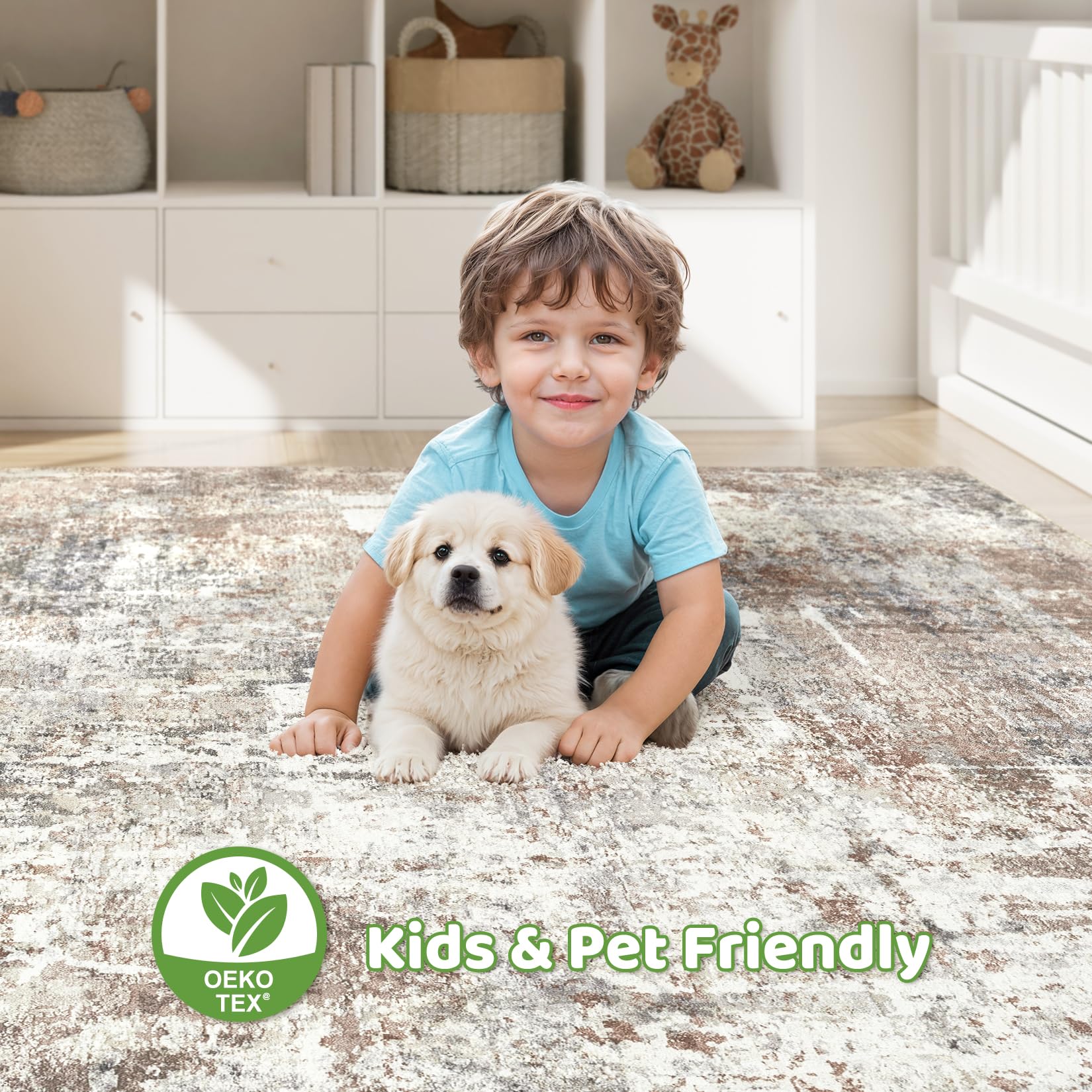 LOONGRUG bedroom living-room setup rug — versatile placement under furniture.