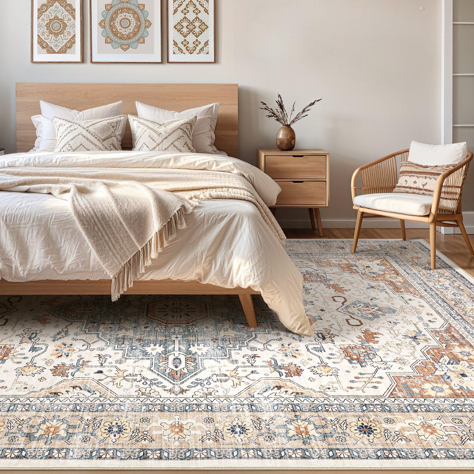 LOONGRUG detailed medallion design creates focal point.