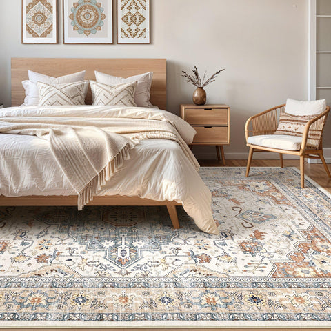 LOONGRUG detailed medallion design creates focal point.