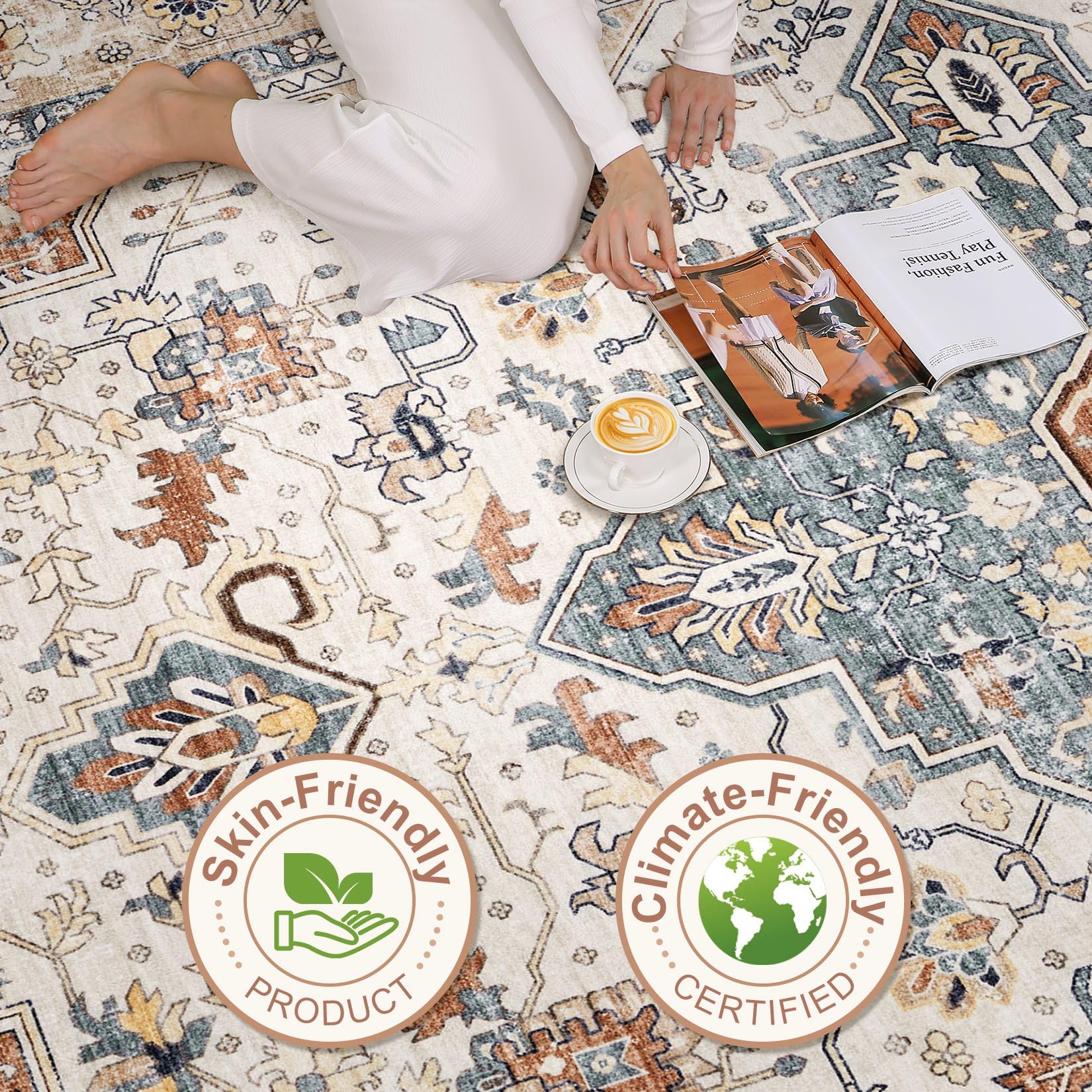 LOONGRUG machine washable for easy cleanup.