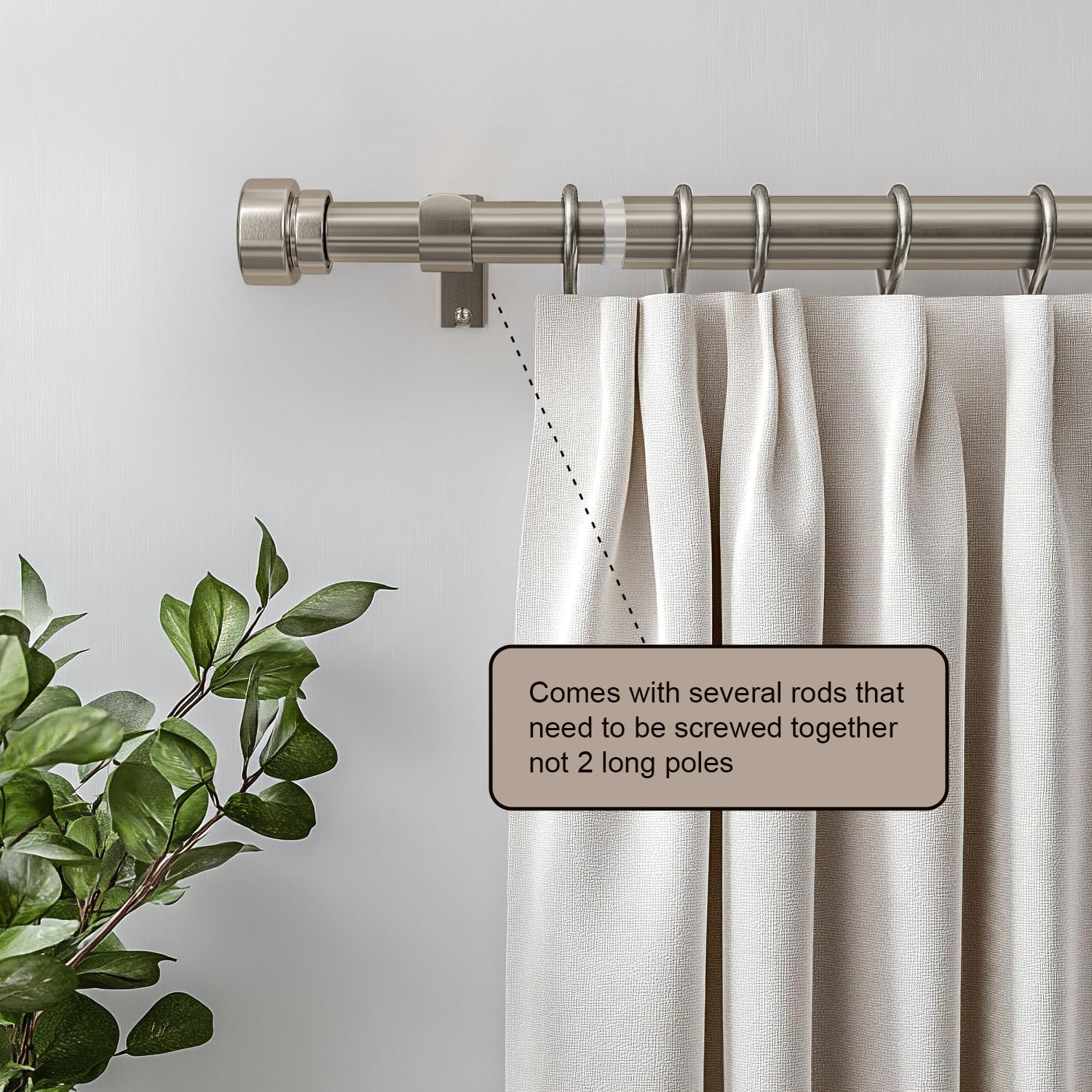 Lootkell adjustable curtain rod extendable from 32 to 144 inches for flexible layouts.