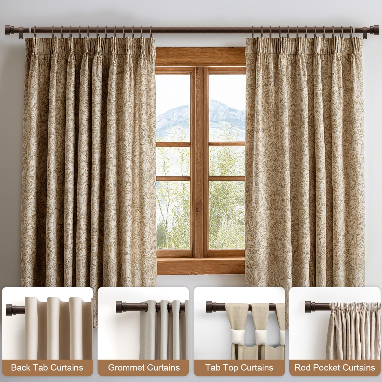 Lootkell adjustable telescoping curtain rod set to fit multiple window widths