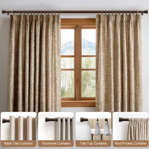 Lootkell adjustable telescoping curtain rod set to fit multiple window widths
