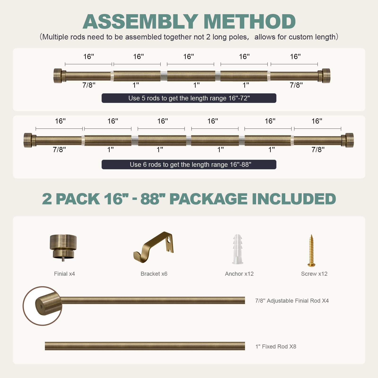 Lootkell bronze curtain rods outdoor patio use, durable finish resists weathering.