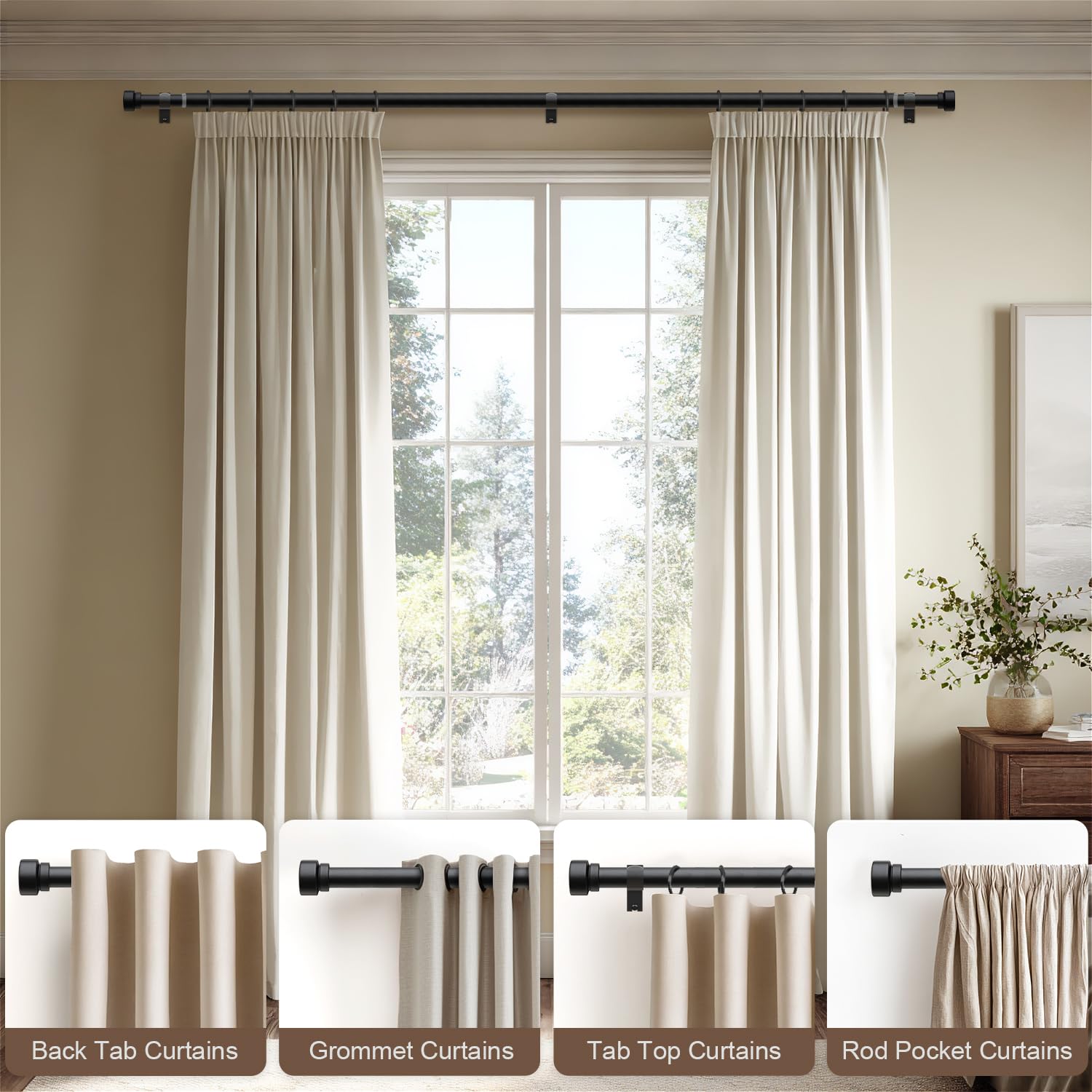Lootkell outdoor farmhouse style curtain rod complements rustic and outdoor spaces