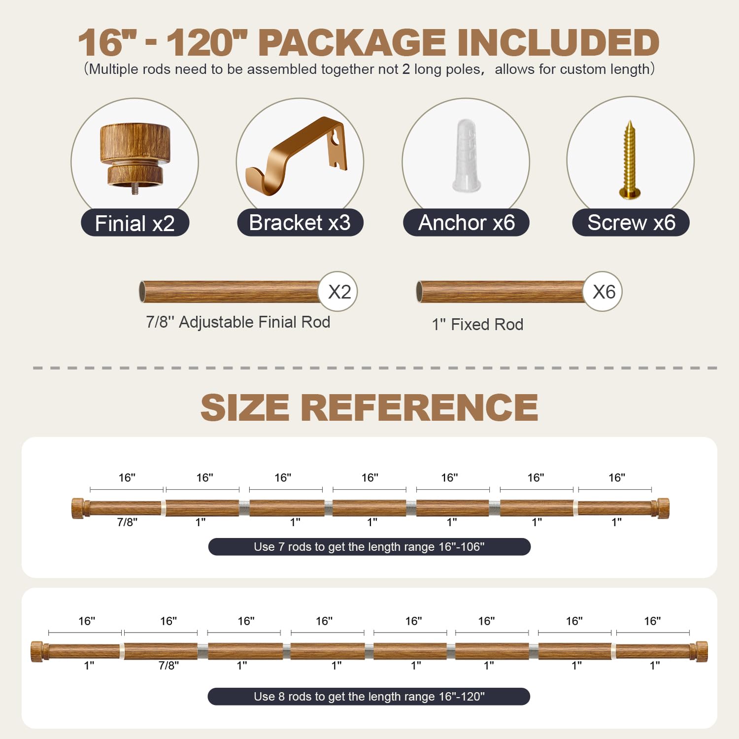 Lootkell adjustable curtain rod enhances imitation wood aesthetics