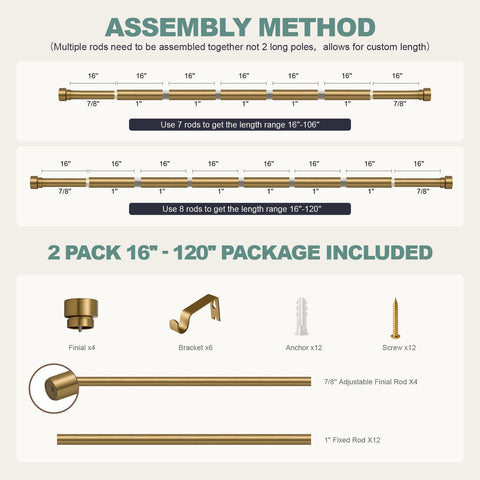Lootkell 2-pack delivers two sturdy rods for coordinated or separate rooms
