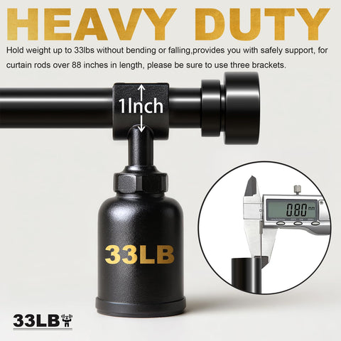 Lootkell heavy-duty curtain rod 1-inch diameter for stable drapery