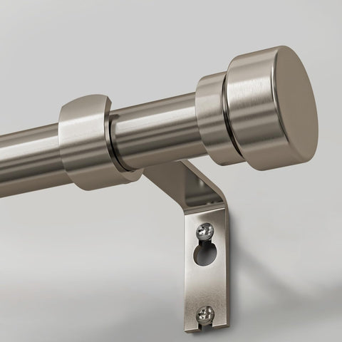 Lootkell modern brushed nickel curtain rod 72-144 inches ideal for large windows.