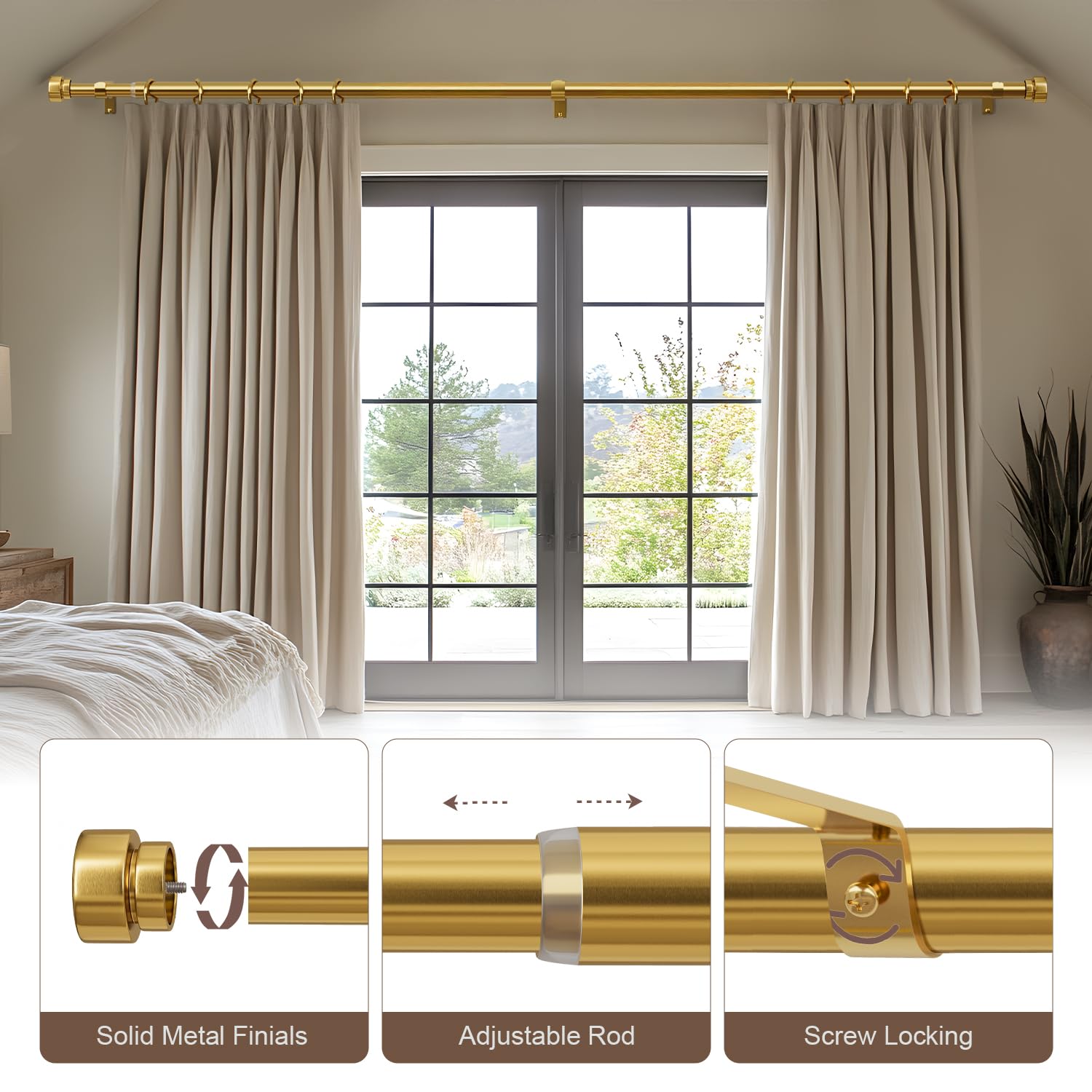 Lootkell farmhouse-style gold finish complements interiors.