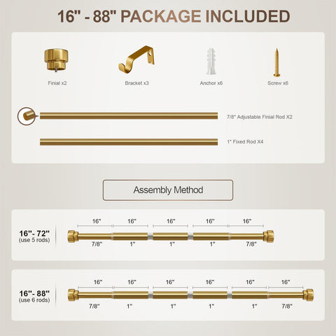 Lootkell outdoor-friendly gold curtain rod for covered spaces.
