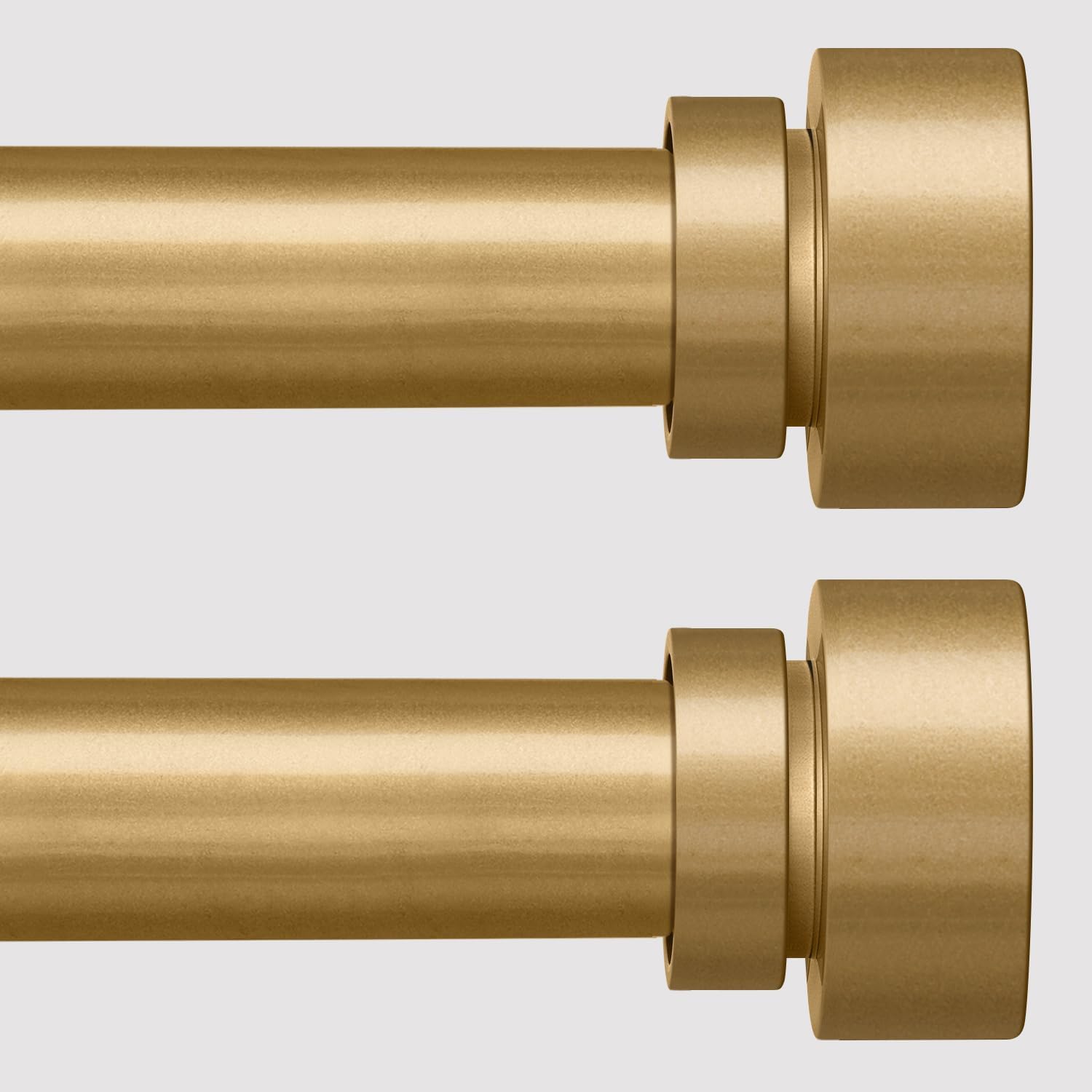 Lootkell modern gold curtain rod set with finials, ideal for living rooms and bedrooms.