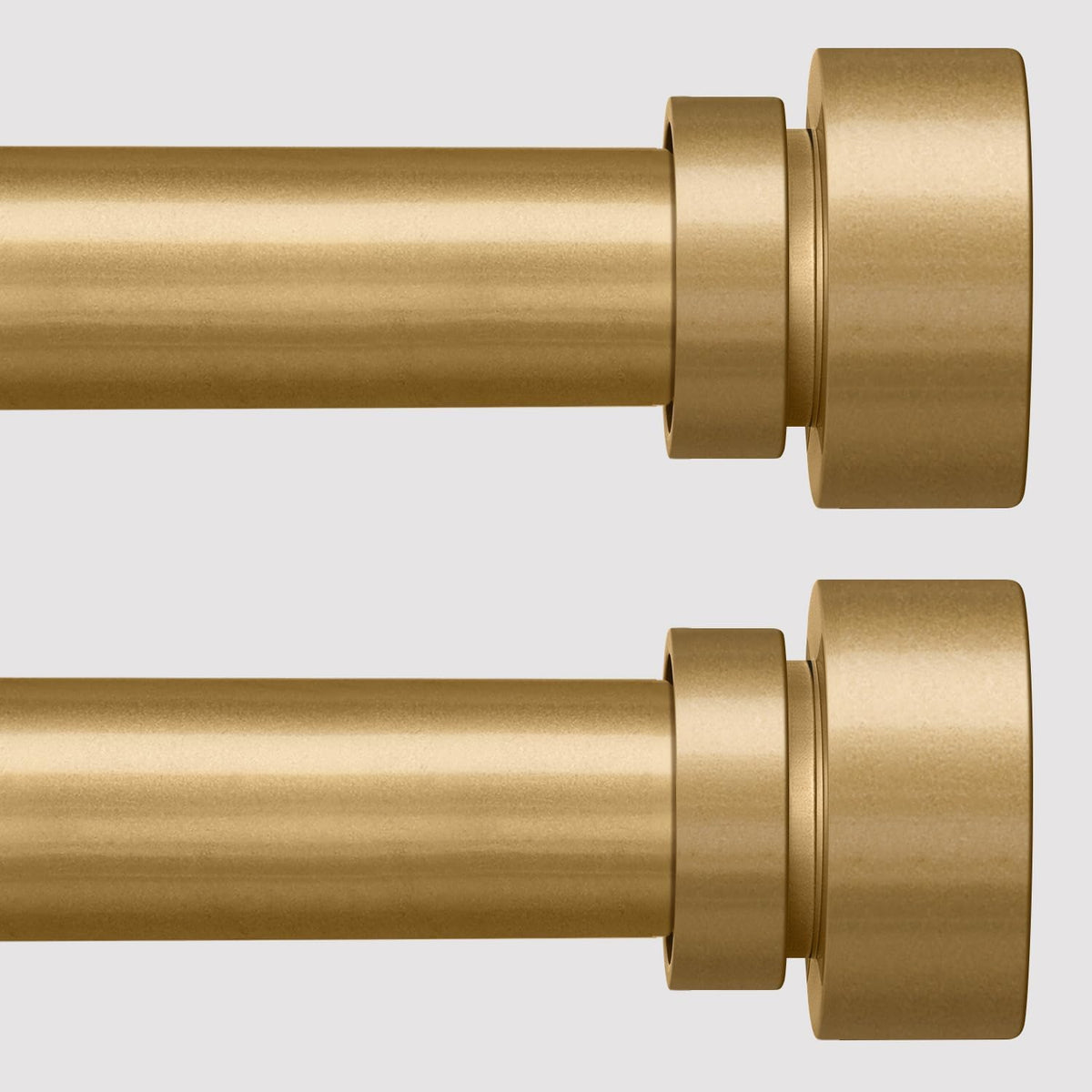 Lootkell modern gold curtain rod set with finials, ideal for living rooms and bedrooms.