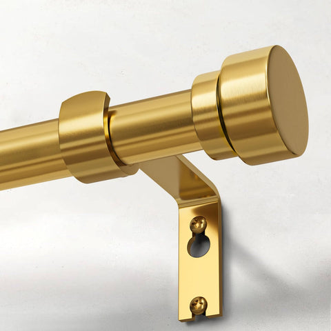 Lootkell modern gold curtain rod setup for adjustable window sizes.