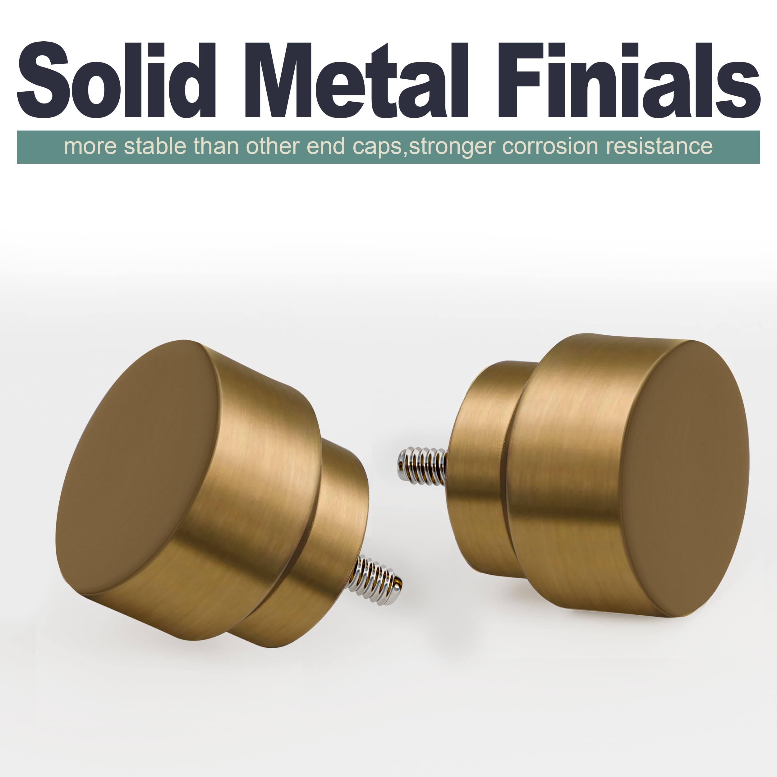 Lootkell solid metal finials in warm gold add stylish stability.