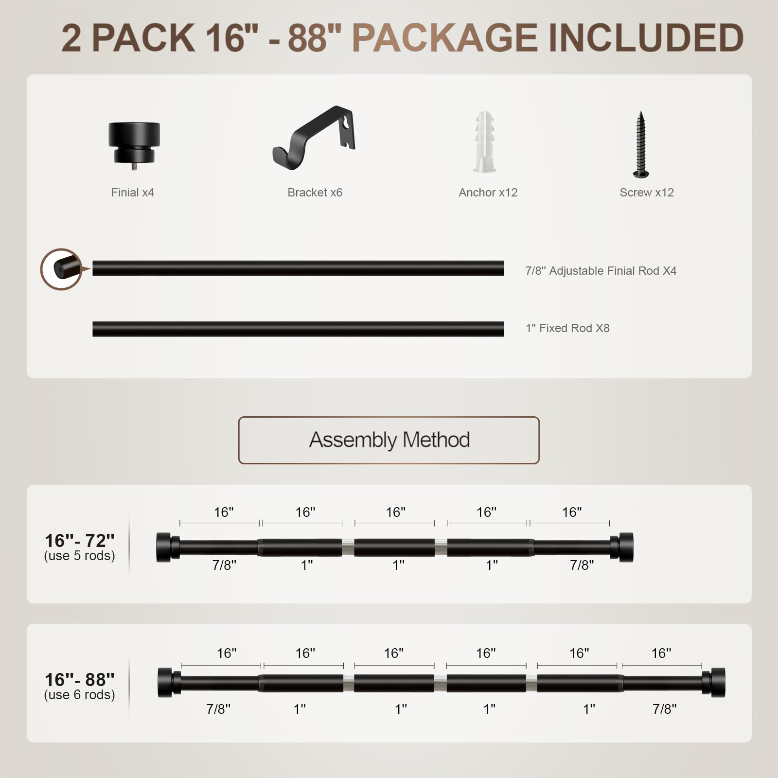 Lootkell supports up to 33 pounds per rod for sturdy drapery
